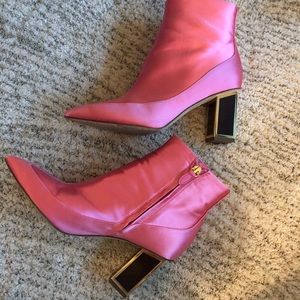 DVF Pink Satin Ankle Boots
